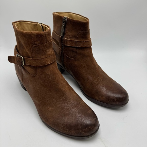 Dansko Cagney Boot Womens Size 39 US 8.5/9 Brown Suede Leather Block Heel Bootie - Picture 1 of 11